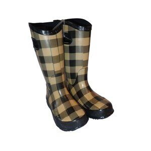 BOGS K Rainboots Plaid Yellow Youth Girls Size 12‎ Rain Boot 71545 Boots New